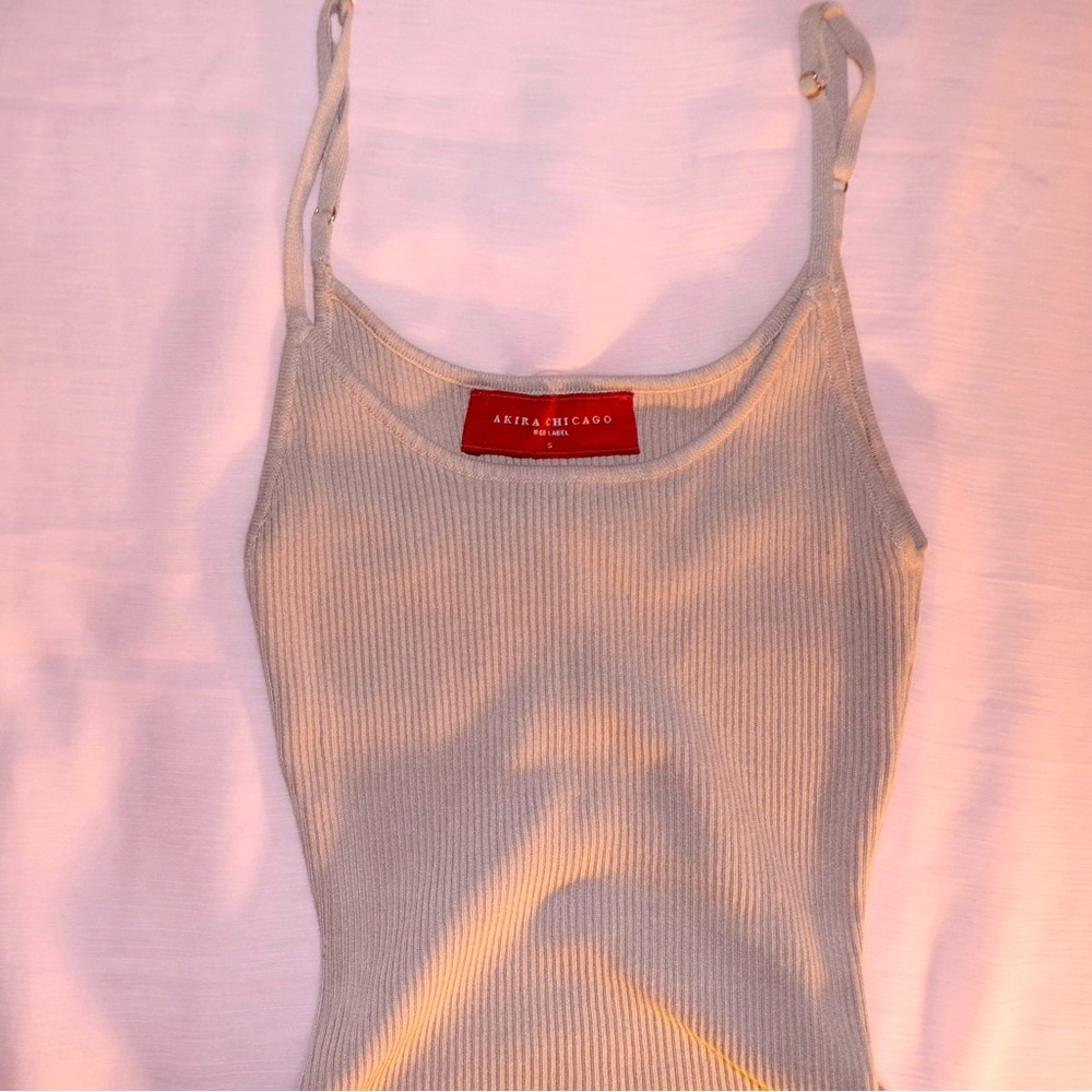 AKIRA Cream Ribbed Mini Dress